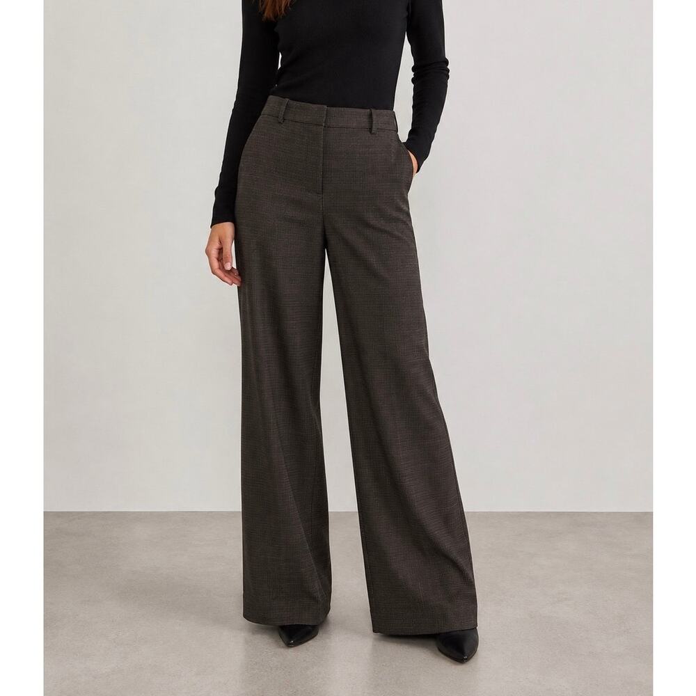 NWT J.Crew Factory Remy Full-Length Wide-Leg Pant Brown Black Burgundy Plaid 4